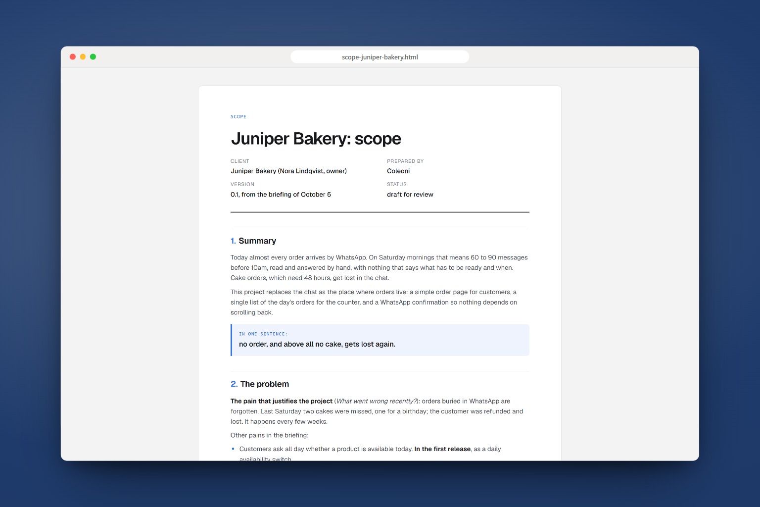 The HTML version of the scope