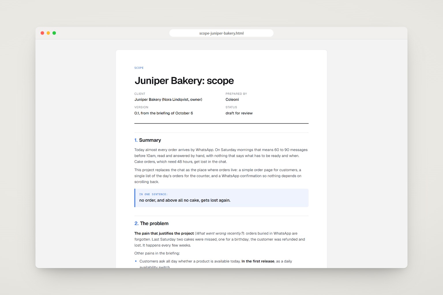 The scope ready to send to the client