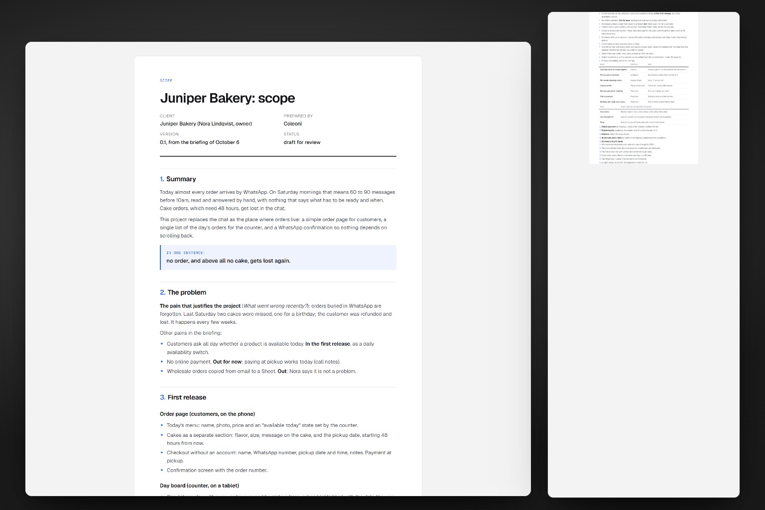 The scope with the whole document beside it