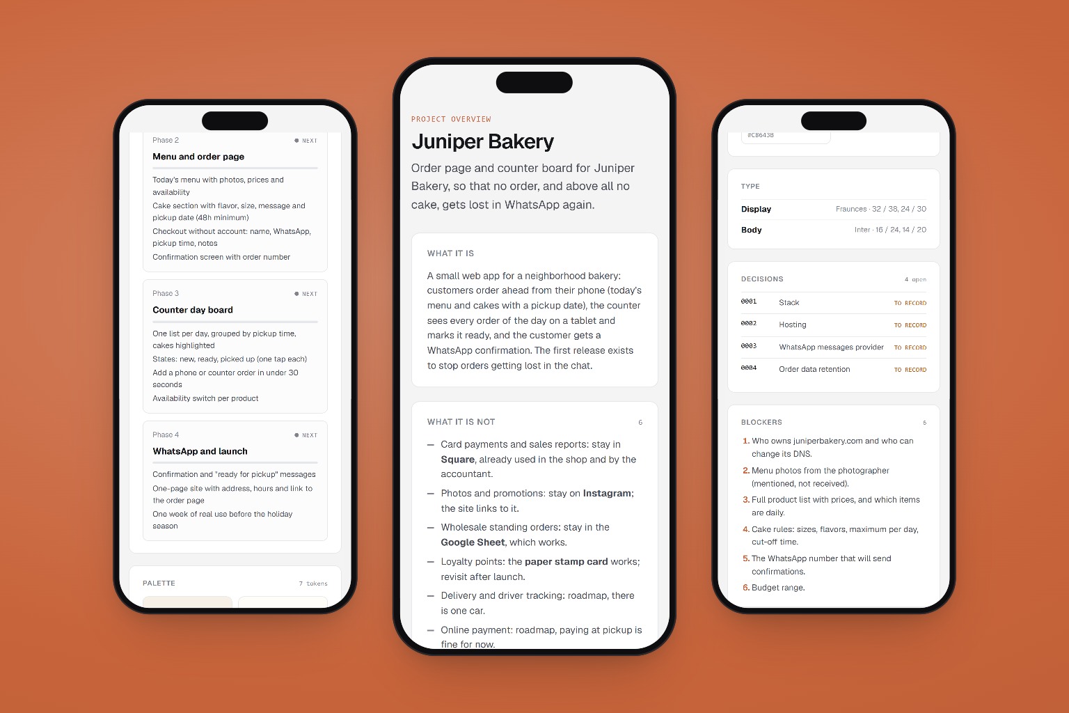 The project overview on three phones
